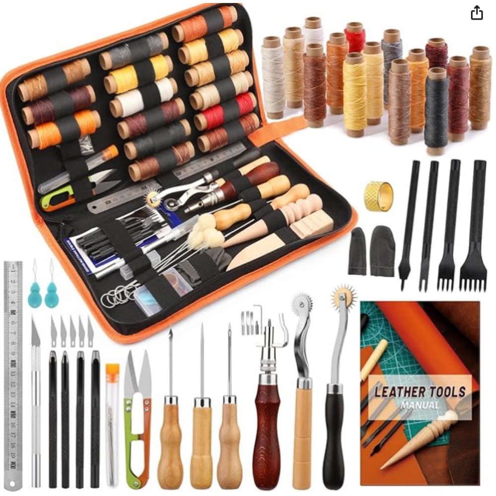 Groover Stitching Tool - Lederbearbeitungswerkzeuge Praktisches Lederhandwerks-Set mit gewachstem Faden,